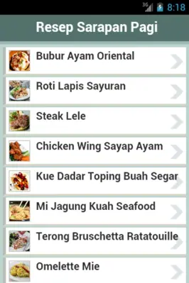 Resep Sarapan Pagi android App screenshot 1